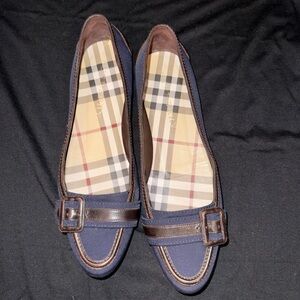 Burberry Ballerina Flats in Blue & Brown accents